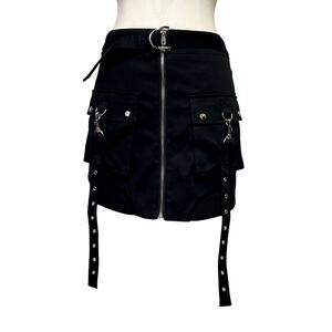 Poster Grl Emo Goth Metal Grunge Cargo Utility Zipper Strap Mini Skirt